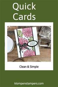 a card with the words, quick cards clean and simple