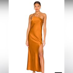 Nbd X Revolve. This Dress Is Sold Out Online. Never Worn, New Without Tags. The Color Is Slightly More Bronze In Person But Is Pretty Close To The Model Picture Color. Hand Wash Only. Orange Maxi Dress For Formal Occasions, Chic Orange Formal Dress, Orange Satin Evening Dress, Orange Satin Maxi Dress For Party, Formal Orange Silk Dress, Orange Silk Dress For Formal Occasions, Chic Orange One-shoulder Maxi Dress, Elegant Orange Cocktail Maxi Dress, Chic Orange Maxi Dress For Night Out