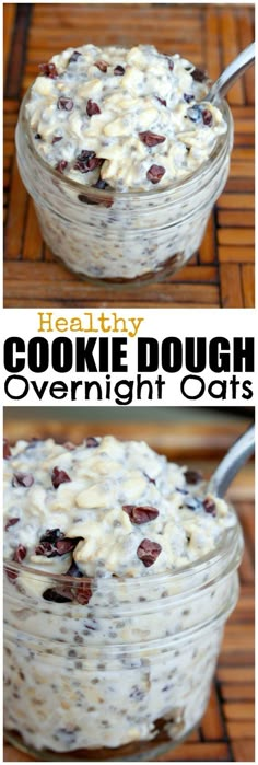 two pictures of cookies and cream overnight oatmeal