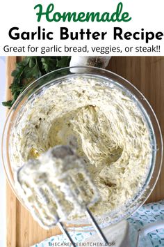 homemade garlic butter recipe in a glass bowl