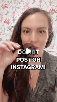 a woman eating a chocolate donut with the caption do not post on instagram