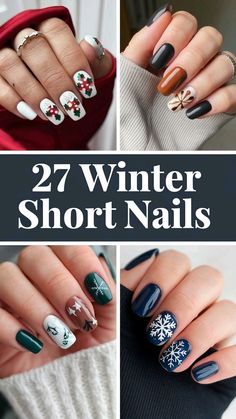 Winter Nailart Xmas, Nails For 2024 Winter, Snowflake Nail Design Short Nails, Xmas Nail Ideas For Short Nails, Gel Nail Art Designs Winter, Winter Nail Ideas Short Nails, Fun Winter Nails Acrylic, Winter Themed Nails Short, Xmas Nails Ideas 2024