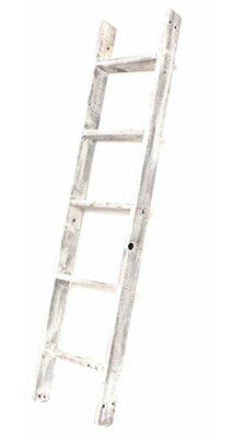 an old white wooden ladder on a white background