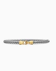 David Yurman | Cable Kids Buckle Bracelet in Sterling Silver with 14K Yellow Gold, 3mm David Yurman Bracelet Stack Ideas, Classy Bracelet Stack, David Yurman Ring Stack, David Yurman Stacked Bracelets, David Yurman Stack, David Yurman Bracelet Stack, Luxury Jewelry Aesthetic, Nice Bracelets, Bracelets Stacked