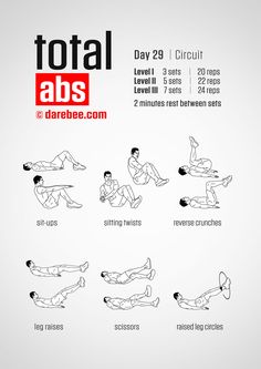 the total abs workout poster shows how to do it in different positions, including one leg and