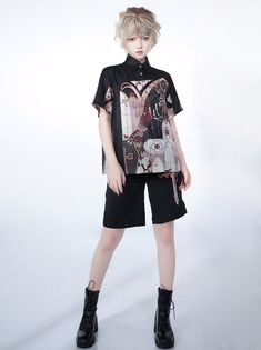 ❤︎ Dark Knight Command Summer Hansmlorolita Print Prince Shirt❤︎

⚠️ It takes about 3-4 weeks to ship the product. Ouji Shorts, Prince Shirt, Ouji Fashion, Gothic Shorts, Gothic Blouse, Polka Dot Headband, Ribbon Headbands, Rose Embroidery, Layer Dress