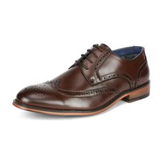 PRICES MAY VARY. Men’s wingtip dress shoes designed in USA Soft synthetic leather upper with wing tip toe and brogue design for added style Classic lace-up construction for a secure fit Premium leather lining and light padded latex footbed for all-day comfort Flexible and comfortable Derby Oxfords with durable outsole. Wooden Heel height: 1 inch (approx) Complete your casual and formal look this season with these wing tip stylish oxford lace-ups featuring decorative perforation for vintage appea Ben Sherman Shoes, Lace Oxfords, Formal Dress Shoes, Stacy Adams Shoes, Black Oxford Shoes, Rockport Shoes, Suede Oxfords, Black Dress Shoes, Oxford Dress Shoes