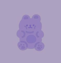 a purple teddy bear sitting in the middle of a wall with its eyes closed and mouth wide open