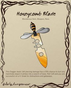 a honeycomb blade with a bee on it and the words honeycomb blade below