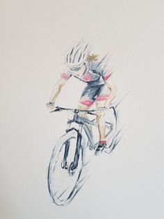 a drawing of a person riding a bike