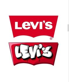 the logo for levi's is shown in red and white with graffiti on it