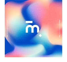 an abstract background with the letter m in white on top of blue and pink colors