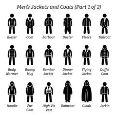 men's jackets and coats part 1 2 poster by person, all black silhouettes