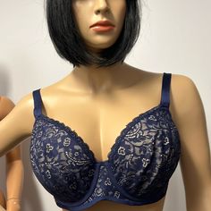 Nwot Soma Bra S 36ddd. This Is A Cream Color Throughout The Cups Of The Bra.There Is An Overlay Of Navy Blue Floral Pattern With Sexy Stitching Work.This Is An Underwire Non Padded Bra.Make Sure You Look At Other Colors Elegant Stretch Blue Bra, Elegant Fitted Blue Bra, Elegant Blue Stretch Bra, Elegant Blue Partially Lined Bra, Blue Full Cup Bra, Soma Bras, Cream Color, Women's Intimates, Navy Blue