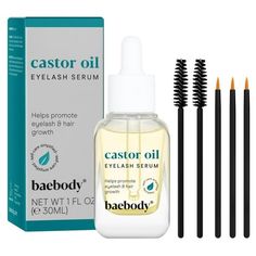 Baebody Critically Acclaimed Vegan Castor Oil for Eyelashes and Eyebrows, Pure Castor Oil Eyebrow and Lash Growth Serum, Castor Oil for Hair Growth with Applicator Kit, 1 oz - Beauty Gifts for Women. Helps repair damaged hair follicles and promote healthy eyelash & eyebrow growth. Powered by natural ingredients. No parabens, vegan and cruelty free, this serum helps promote long, beautiful, healthy looking eyelashes. Use daily for fastest results. LUSH LASHES, BOLD BROWS: Tired of your sparse bro Castor Oil For Eyelashes, Castor Oil Eyebrows, Castor Oil Eyelashes, Brow Growth Serum, Pure Castor Oil, Eyelashes And Eyebrows, Thick Hair Growth, Castor Oil For Hair Growth, Lash Growth Serum