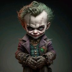 a drawing of the joker with green hair and an evil look on it's face