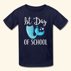 Cute 1st Day of School shirt with mermaid tail for girls #backtoschool #1stDayofSchool #1stDay #mermaid Back To School Kindergarten, Girls Mermaid Tail, School Kindergarten, Anniversary Shirt, Family Humor