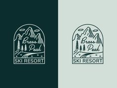 the ski resort logo is shown in two different colors