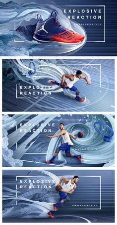 the nike ad is shown in three different stages, including an image of a basketball player