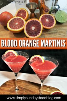 blood orange martinis are served in coupe glasses