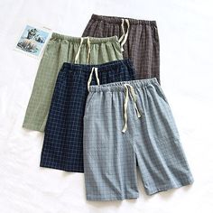 Comfortable Cotton Sleepwear For Vacation, Comfortable Summer Pajama Shorts For Sleep, Comfortable Summer Sleep Pajama Shorts, Green Cotton Sleepwear With Pockets, Men’s Pjs, Summer Sleep Shorts, Summer Sleepwear With Elastic Waistband, Cotton Sleepwear For Summer, Cotton Sleepwear With Elastic Waistband For Vacation