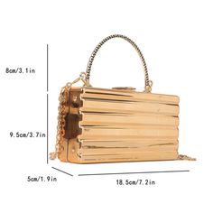 CN: ZhejiangOrigin: Mainland ChinaShape: CircularMain Material: PVCHandbags Type: Shoulder BagsLining Material: NoneNumber of Handles/Straps: SingleDecoration: CHAINSStyle: fashionGender: WOMENPattern Type: SolidClosure Type: zipperHardness: HARDInterior: Cell Phone PocketExterior: Solid BagModel Number: 8856Occasion: VersatilePlace Of Origin: GUANG DONG ProvinceTypes of bags: Handbags & Crossbody bagsPlace Of Origin: GUANG DONG Province Metallic Rectangular Shoulder Bag With Chain Strap, Metallic Rectangular Bag With Chain Strap, Trendy Portable Gold Clutch, Gold Rectangular Bag With Gold-tone Hardware, Gold Rectangular Bags With Gold-tone Hardware, Gold Rectangular Shoulder Bag With Gold-tone Hardware, Trendy Gold Evening Bag, Chic Gold Rectangular Box Bag, Gold Square Bag With Chain Strap