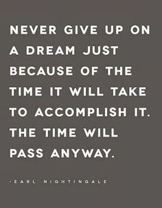 a quote that says never give up on a dream just because it will take time to accomplish