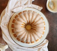 a bundt cake sitting on top of a white plate