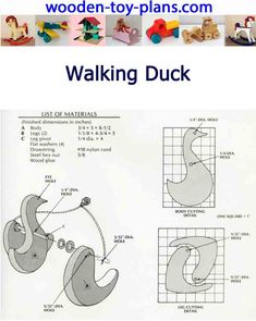 an image of wooden toy plans for walking duck