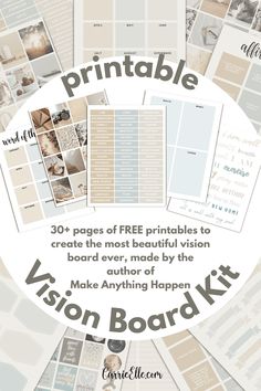 the vision board kit is full of free printables to create the most beautiful vision boards