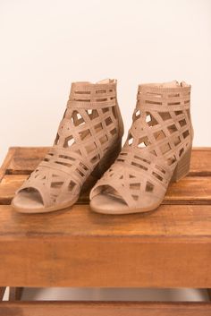 "The Take Off Heels, Taupe" Mint Julep Boutique, Mint Julep, Dresses Shoes, Trendy Tops, Online Boutique, Women's Clothing, 404 Not Found, Wedges, Mint