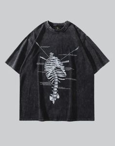 Vintage Skeleton Shirt Techwear Shirt, Skeleton Fashion, Streetwear Y2k, Skull Print, Streetwear Women, Mens Streetwear, Styl Vintage, Oversized Tshirt, Fashion Tees