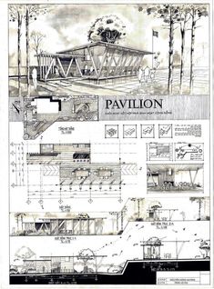 an architectural drawing shows the plans for pavilions, and how they are used to make them