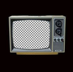 an old fashioned television with black and white checkered screen