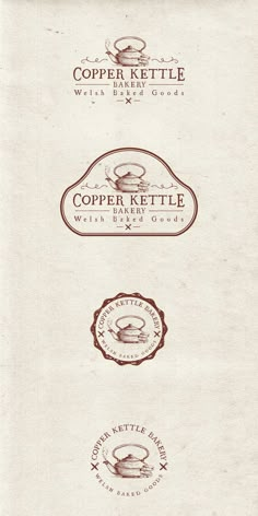 three different logos for copper kettle coffee