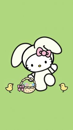 an image of a hello kitty with easter eggs