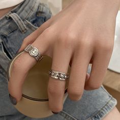 Material: Silver Plating Color: TJZ672 Size: Adjustable Opening Style: Affordable luxury style Vintage Silver Alloy Rings, Punk Style Metal Open Ring Jewelry, Silver Punk Style Metal Ring, Casual Silver Ring, Luxury Style, Affordable Luxury, Watch Necklace, Ring Bracelet, Earring Necklace