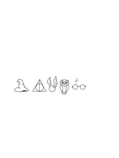 a drawing of an owl and other animals in the same line on a white background