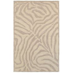 a beige rug with zebra print on the front and back side, it has a white background