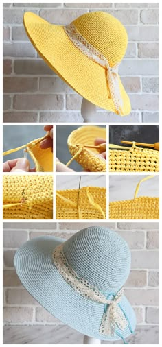 the steps to make a crocheted sunhat