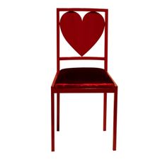 a red chair with a heart on the back