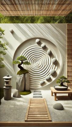 Zen Garden Design Indoor, Japanese Zen Gardens, Indoor Zen Garden Ideas, Yoga Garden Space, Home Zen Garden, Jardin Zen Interior, Zen Courtyard, Zen Cafe, Japanese Patio