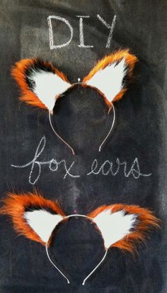 two fox ears with the words diy for love written in white chalk on a blackboard