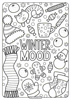 winter mood coloring page for kids