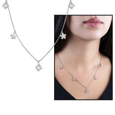 Women's Zircon Gemmed 925 Carat Silver Luck Necklace Luck Necklace, Stone Color, Diamond Necklace, Color White, Gems, Stone