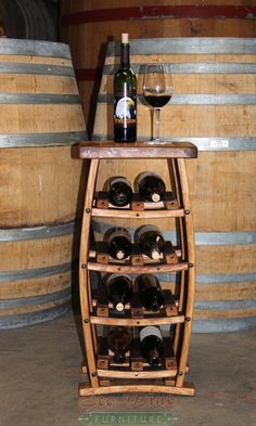 there is a wine rack with many bottles in it