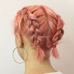 Peachy Pink Hair, Cool Short Hairstyles, Penteado Cabelo Curto, Hair Blog, Short Hair Updo, Braids For Short Hair, Box Braids Hairstyles, Hair Inspo Color, Aesthetic Hair