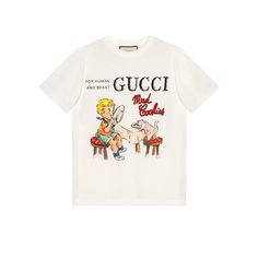 Gucci Women's White 'Mad Cookies' Print T-Shirt Size Large. New Gucci Top, Gucci T Shirt, Oversized Tees, Gucci Shop, Gucci Gifts, Designer Sweatshirts, Women's Sweatshirts, Shirt Color, Designing Women