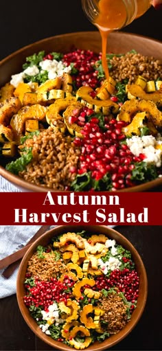 an autumn harvest salad with oranges, cranberries and pomegranate