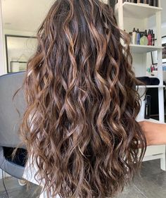 Long Hair Perm, Brown Wavy Hair, Brown Hair Inspo, Brunette Hair With Highlights, Natural Wavy Hair, Wavy Curly Hair